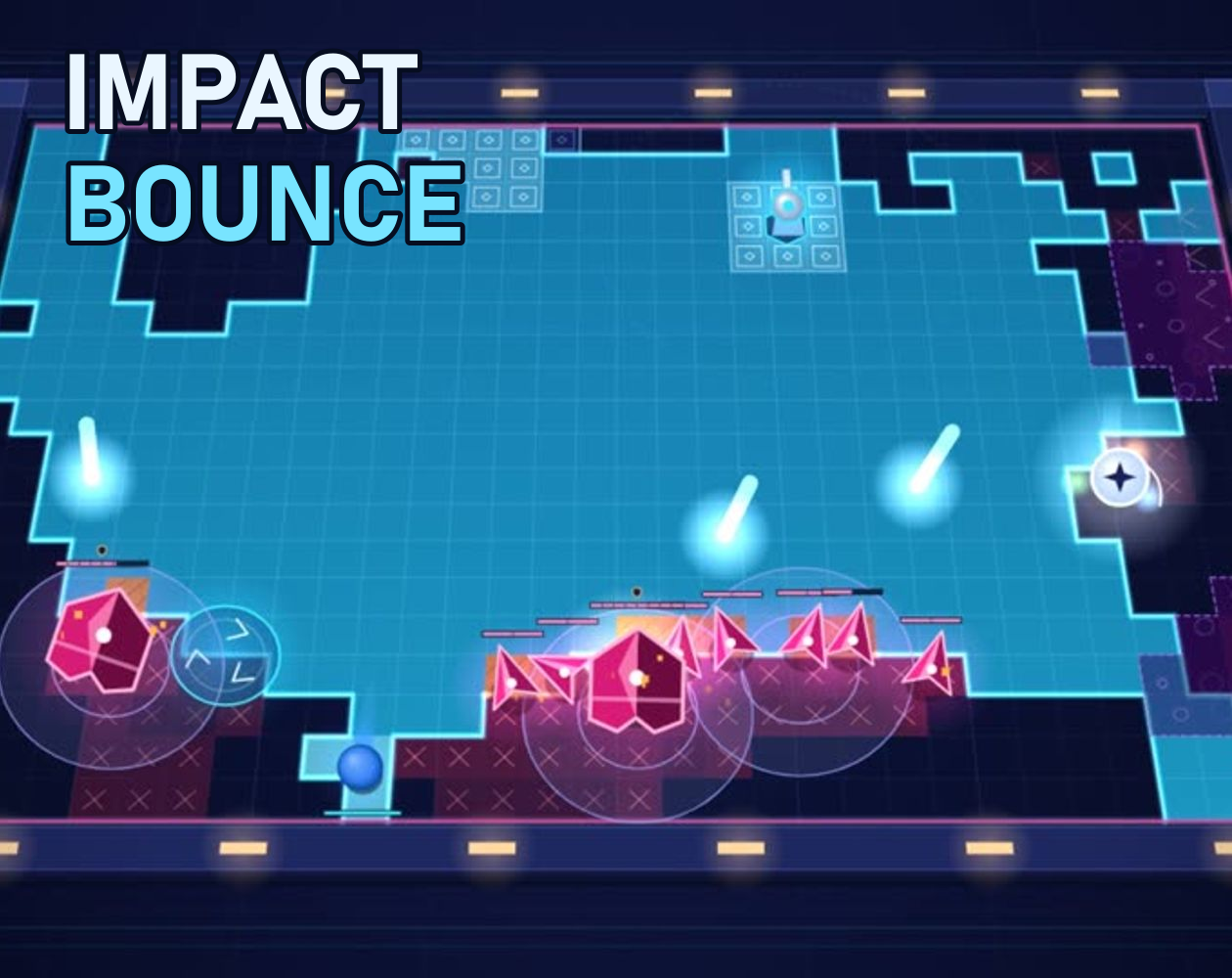 Impact Bounce 실제 플레이 장면 위에 게임 제목을 넣은 표지